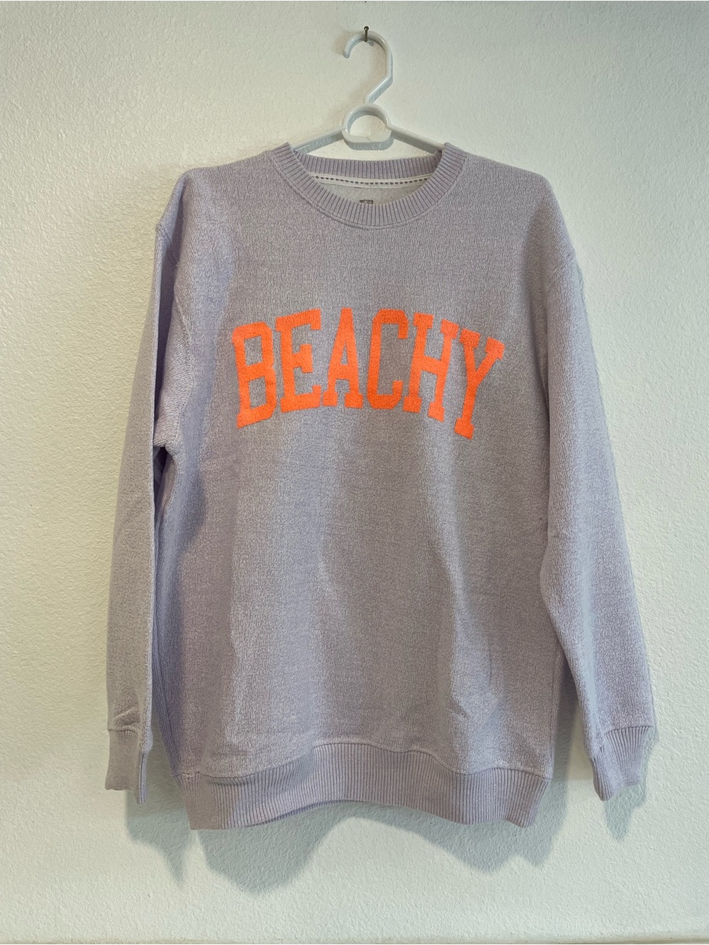 Beachy Crewneck Sweater in Lavender with Orange Logo